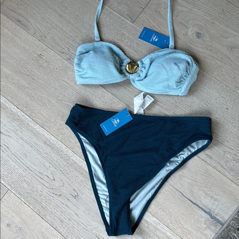 Cupshe Light Blue and Dark Blue Bikini Set